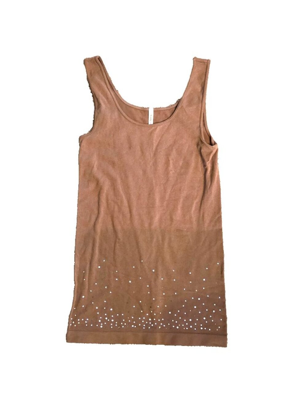Skinnytees Cocoa Brown Tank One Size Missy Rhinestone Embellishments Sparkly
